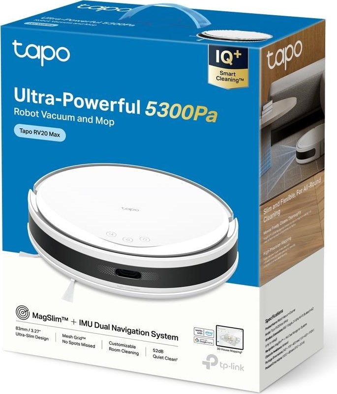 TP-Link Tapo RV20 Max robotický vysavač s mopem (LiDAR, 2,4 GHz, BT, bílý)