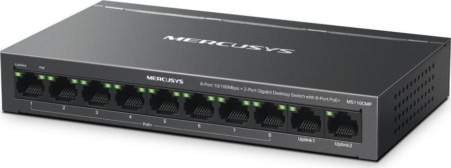 MERCUSYS switch MS110CMP (10x100Mb/s,8xPoE+,115W,fanless)