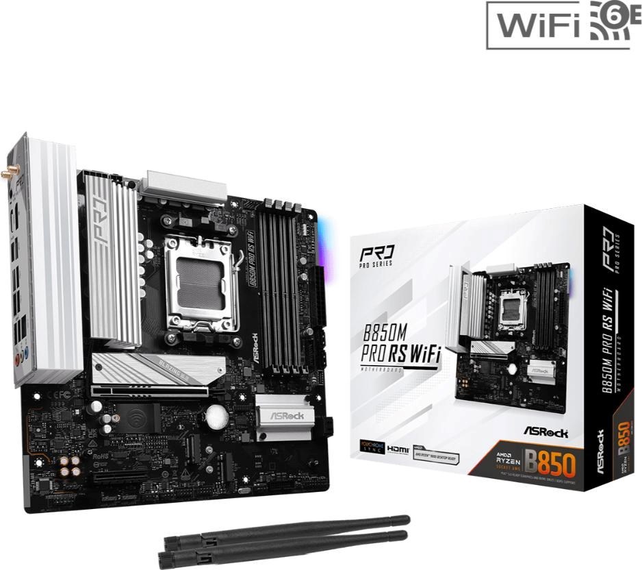 ASRock MB Sc AM5 B850M PRO RS WIFI, AMD B850, 4xDDR5, 1xDP, 1xHDMI, WiFi, mATX