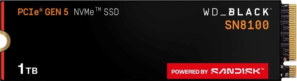 SanDisk WD BLACK SSD NVMe 1TB PCIe SN8100 Powered by SanDisk, Gen5, (R:14900, W:11000MB/s)