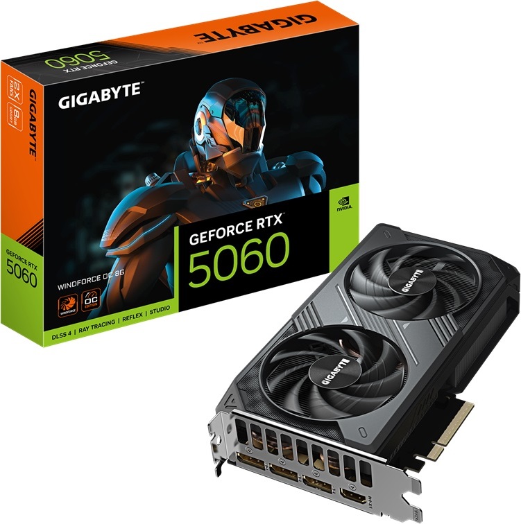 GIGABYTE VGA NVIDIA GeForce RTX 5060 WINDFORCE OC 8G, 8G GDDR7, 3xDP, 1xHDMI