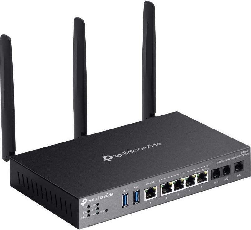 TP-Link DR3650V OMADA ADSL/VDSL gateway (AX3000,3xRJ11(2xFXS,1xDSL),2,4GHz/5GHz,1xGbELAN/WAN,4xGbE,2xUSB3.0)
