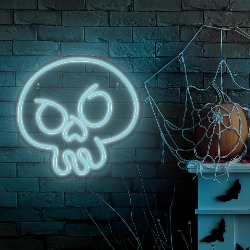 FOREVER Dekorativní LED neon Lebka tyrkysová