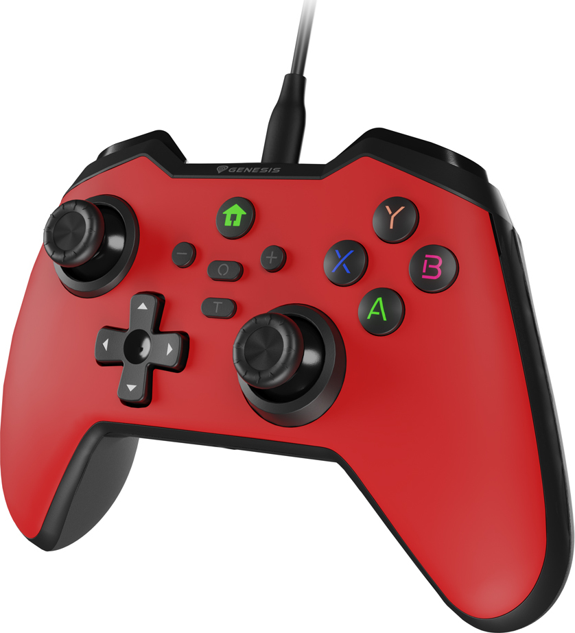 Drátový gamepad Genesis MANGAN 300, pro PC/Switch/Mobil, červený
