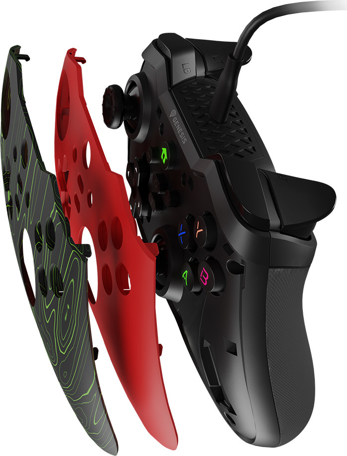 Drátový gamepad Genesis MANGAN 300, pro PC/Switch/Mobil, červený