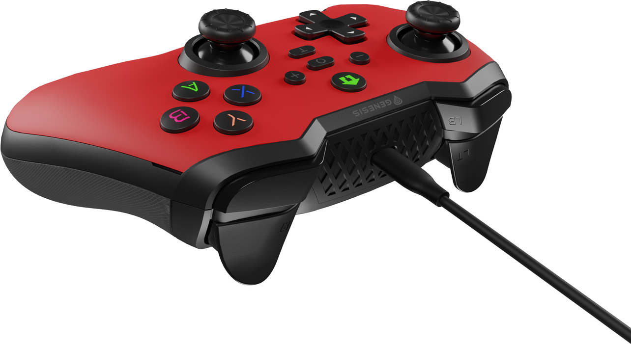 Drátový gamepad Genesis MANGAN 300, pro PC/Switch/Mobil, červený