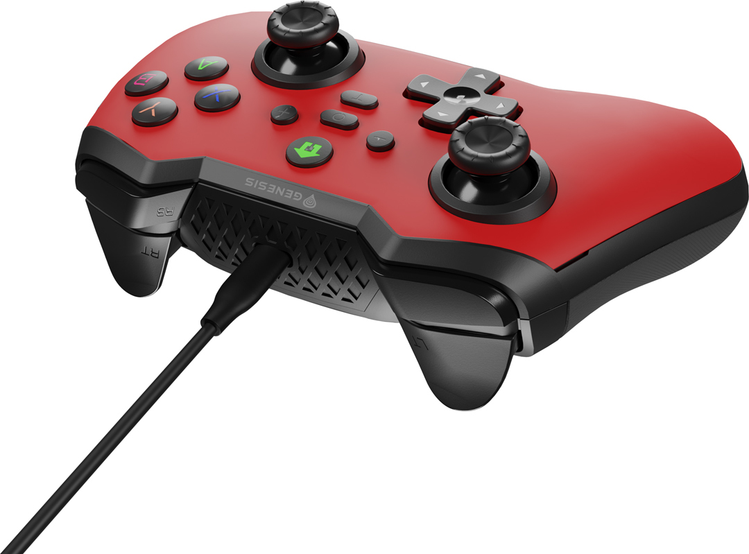 Drátový gamepad Genesis MANGAN 300, pro PC/Switch/Mobil, červený