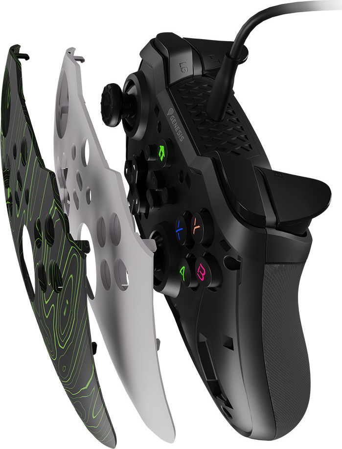 Drátový gamepad Genesis MANGAN 300, pro PC/Switch/Mobil, bílý