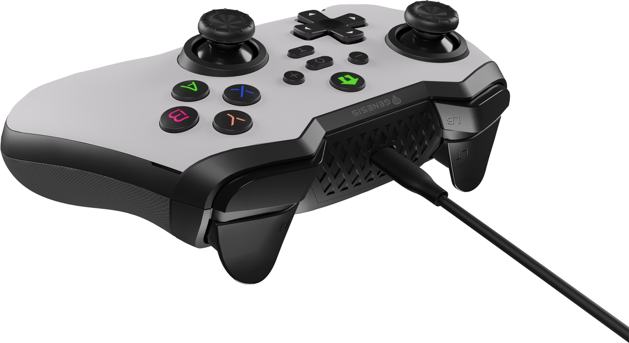 Drátový gamepad Genesis MANGAN 300, pro PC/Switch/Mobil, bílý