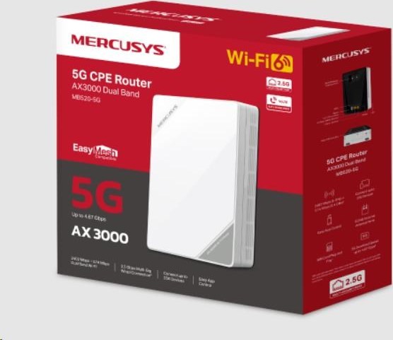 TP-LINK Mercusys MB520-5G WiFi6 EasyMesh router (AX3000, 5G, 4G LTE, 2,4GHz/5GHz,1x2,5GbE LAN/WAN,1xGbE LAN,1xRJ11,1xnanoSIM)