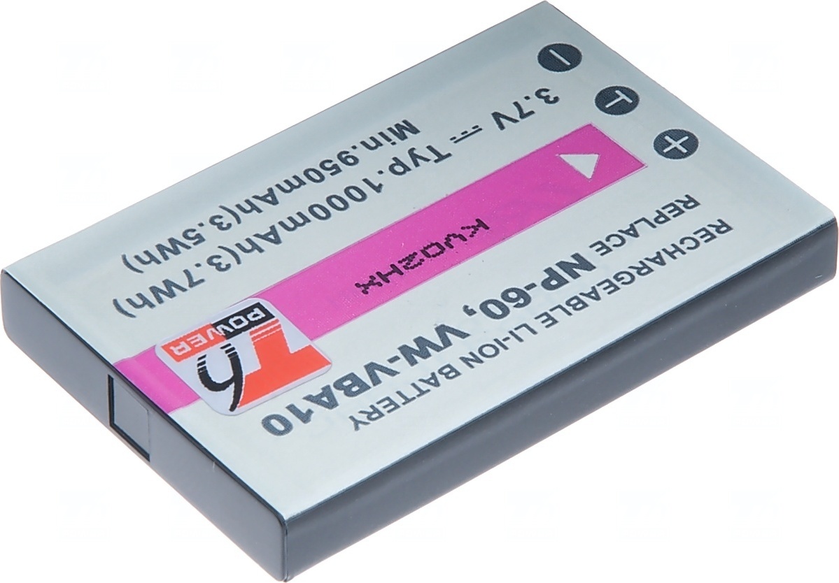 Baterie T6 Power NP-60, KLIC-5000, NP-30, LI-20B, A1812A, L1812A, L1812B, 1000mAh, 3,7Wh