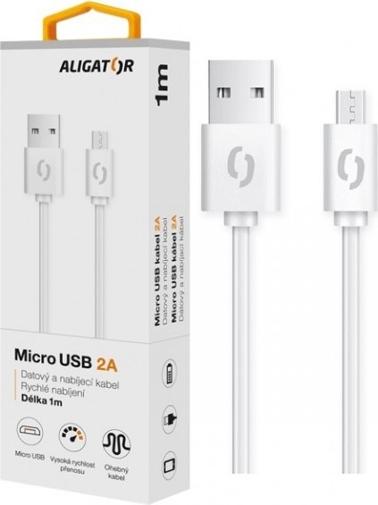 ALIGATOR Datový kabel 2A, Micro USB bílý