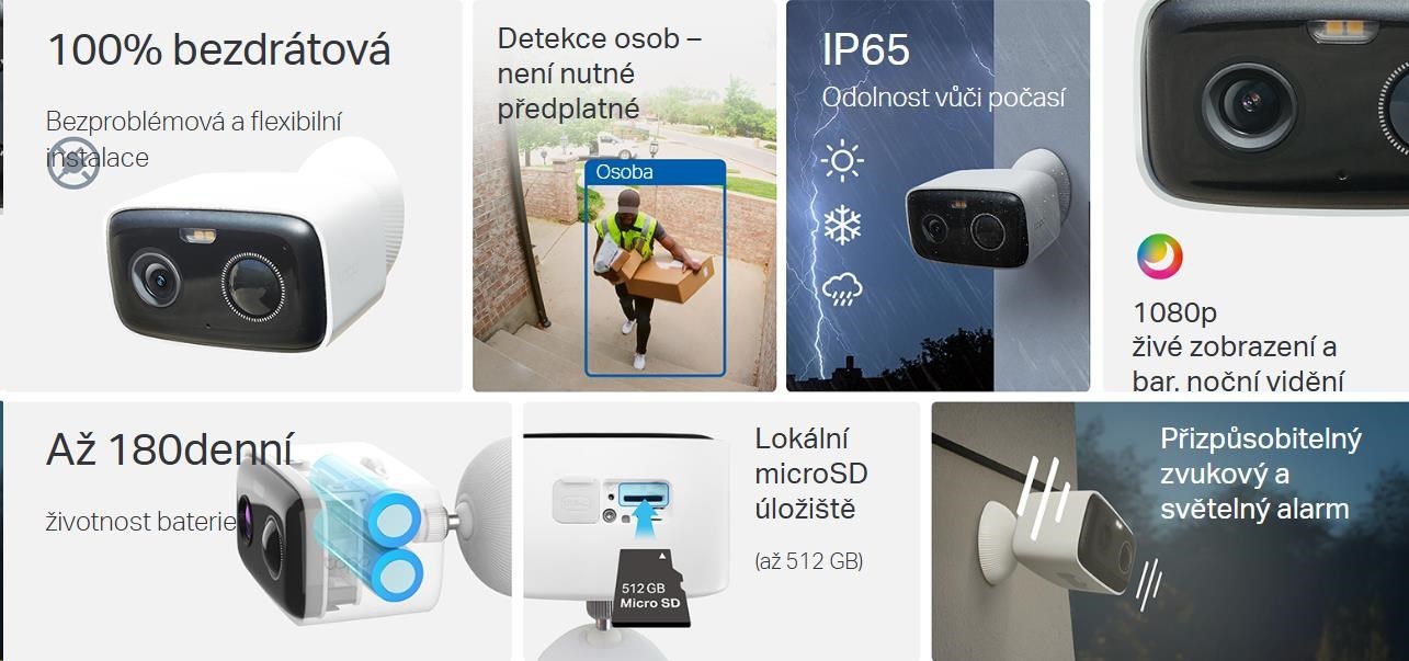TP-Link Tapo C400 venkovní kamera (2MP, FullHD, 1080p, IR 10m, WiFi, micro SD card, IP65)