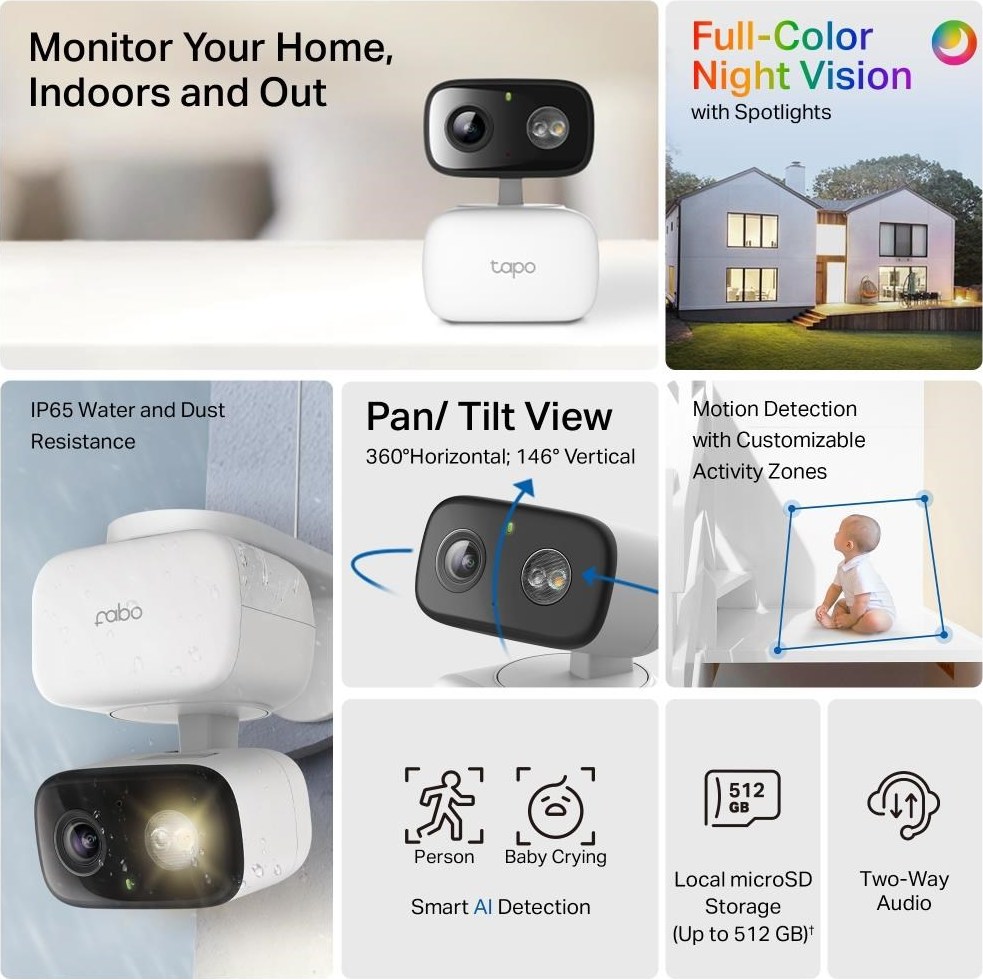 TP-Link Tapo C206 venkovní/outdoor kamera (2MP, 1080p, IR 12m, WiFi, micro SD card)