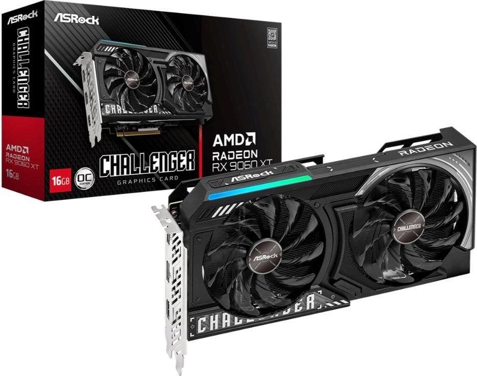 ASRock VGA AMD Radeon RX 9060 XT Challenger 16GB OC, RX 9060 XT, 16GB GDDR6, 2xDP, 1xHDMI
