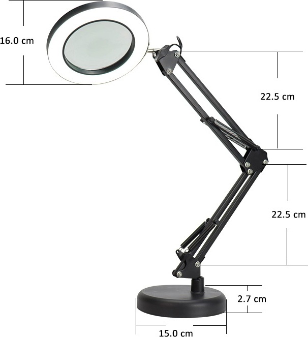Fellowes Platinet PDLD11 stolní LED lampa Magnify 10W stmívatelná s lupou, černá