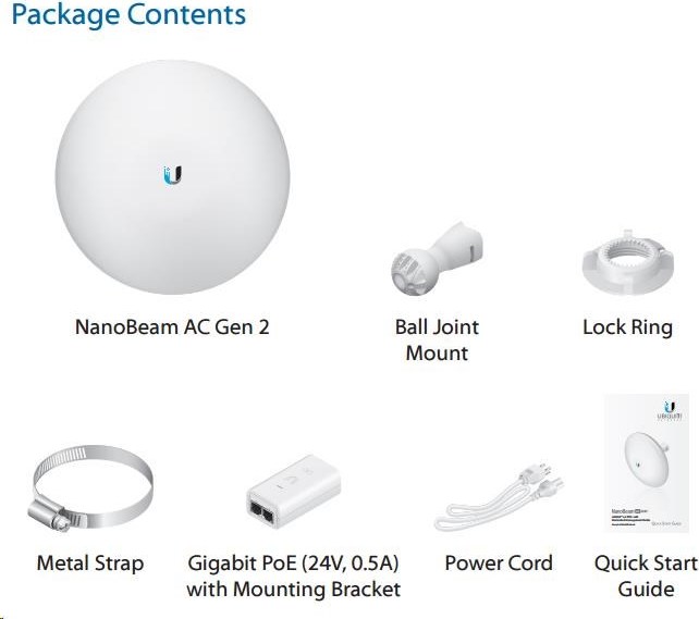 Ubiquiti UBNT airMAX NanoBeam AC 2x19dBi Gen2 [AP/Klient, 5GHz, 2x19dBi, 10/100/1000 Ethernet, airMAX ac]