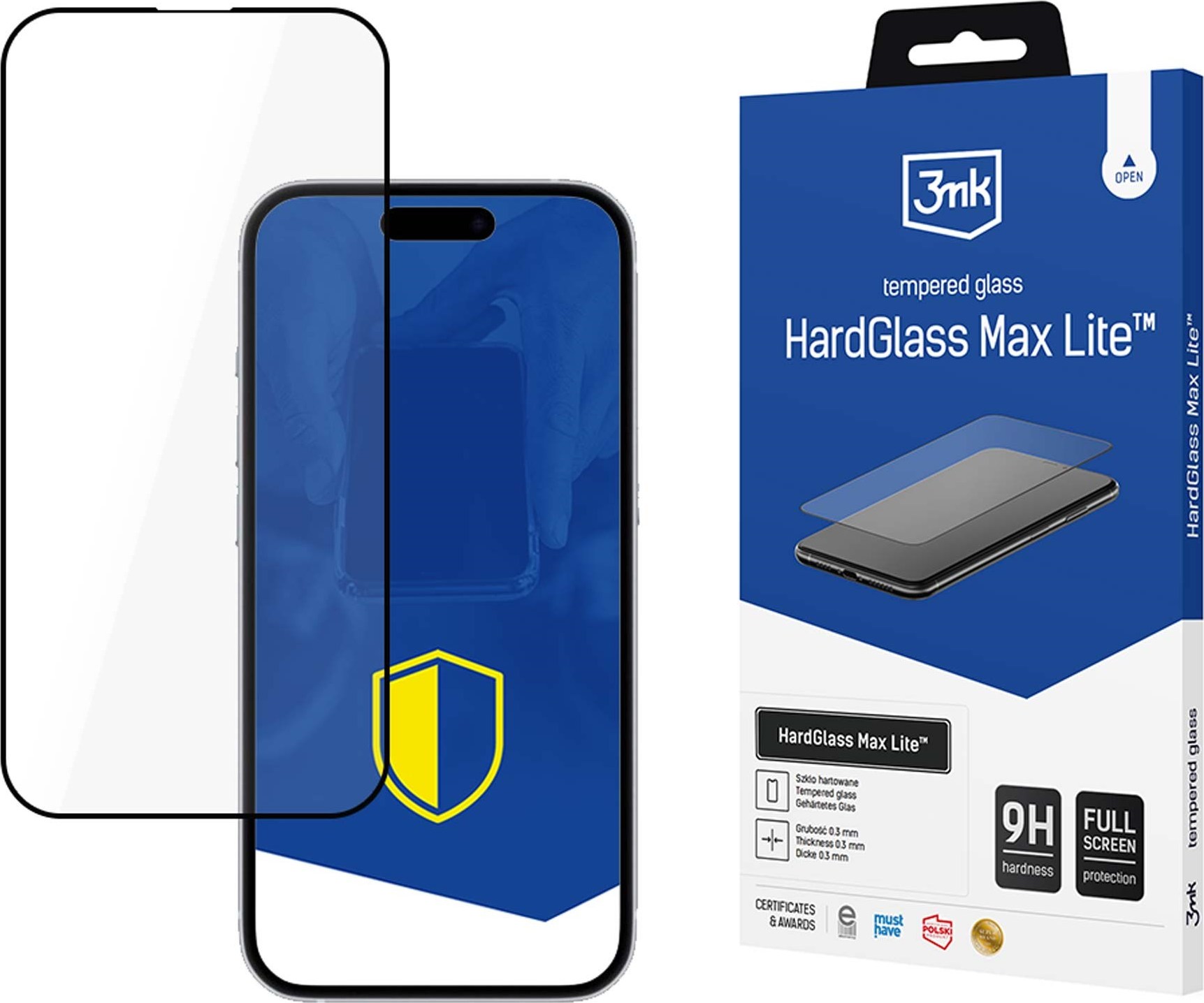 3mk tvrzené sklo HardGlass Max Lite Black pro Apple iPhone 16E/ iPhone 17E