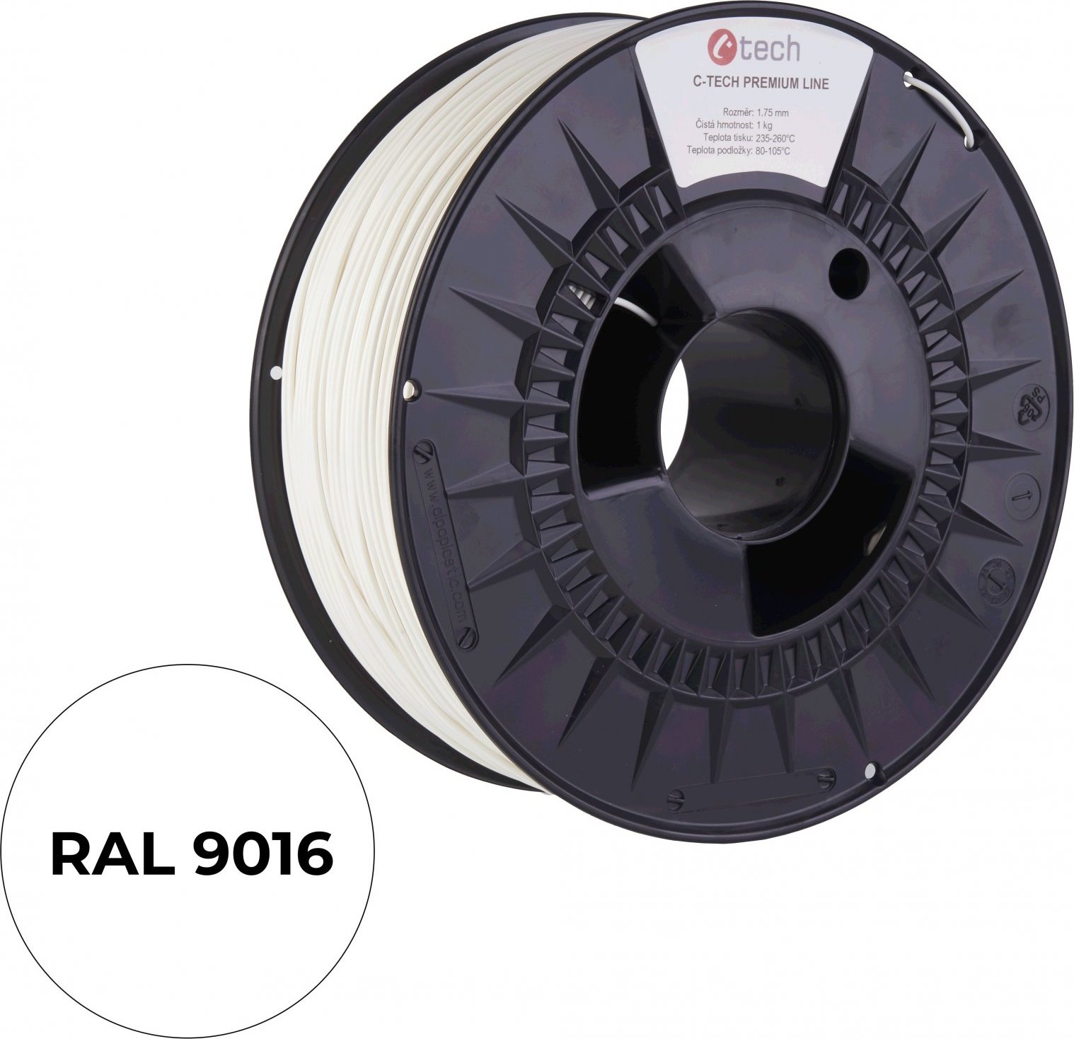 C-TECH Filament PREMIUM LINE TPU 90A flexibilní dopravní bílá RAL9003