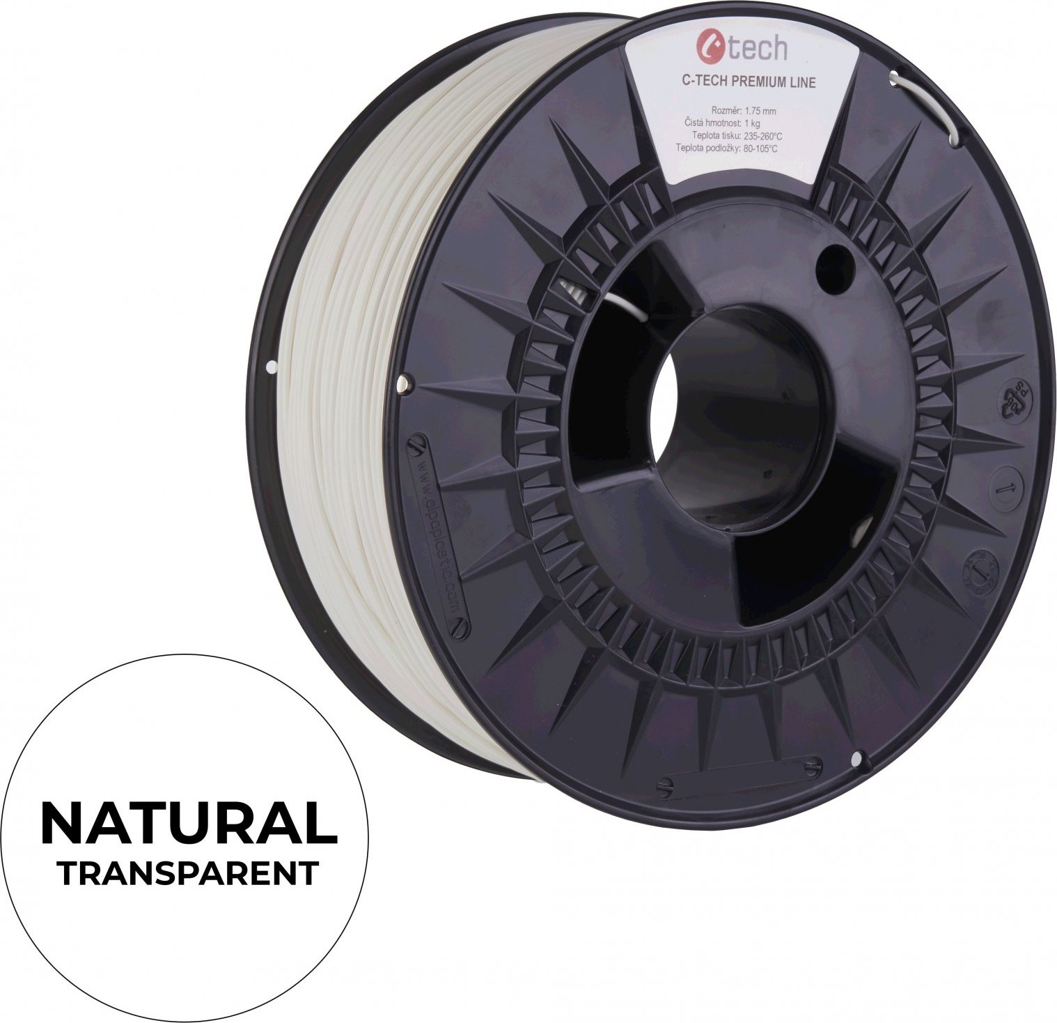 C-TECH Filament PREMIUM LINE TPU 90A flexibilní natural 1,75mm