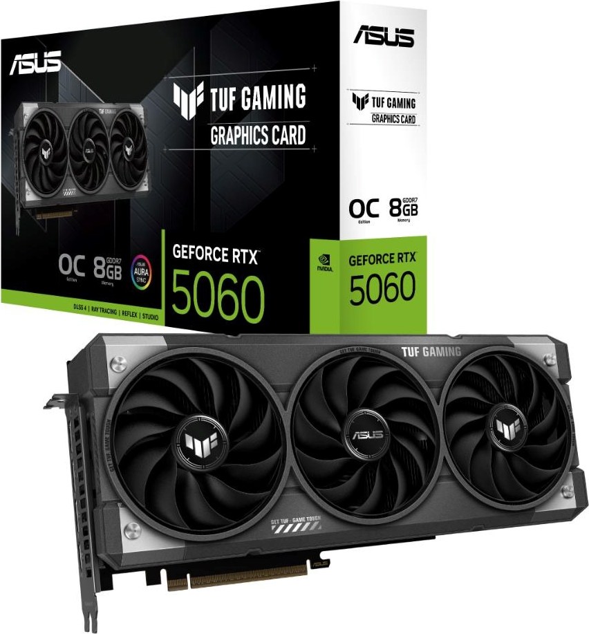 ASUS VGA NVIDIA GeForce RTX 5060 TUF GAMING OC 8GB, 8GB GDDR7, 3xDP, 1xHDMI