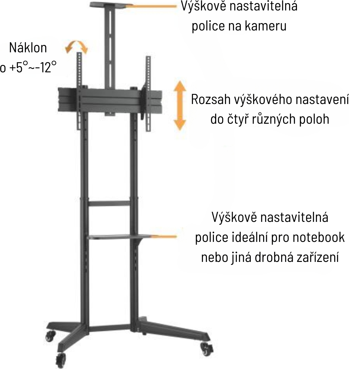 Fellowes Pojízdný stojan Brateck T1040T pro TV 37"-70" 50kg 2 police