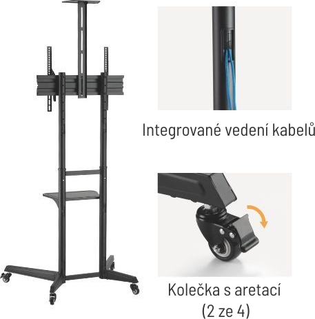 Fellowes Pojízdný stojan Brateck T1040T pro TV 37"-70" 50kg 2 police