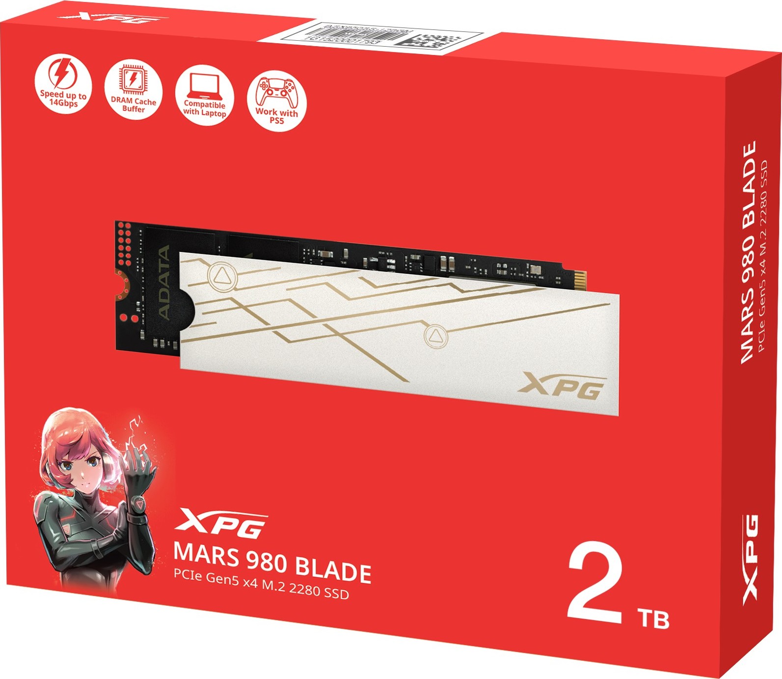 A-Data ADATA SSD 2TB XPG MARS 980 BLADE, PCIe Gen5x4, M.2 2280, (R:14000/ W:13000MB/s)