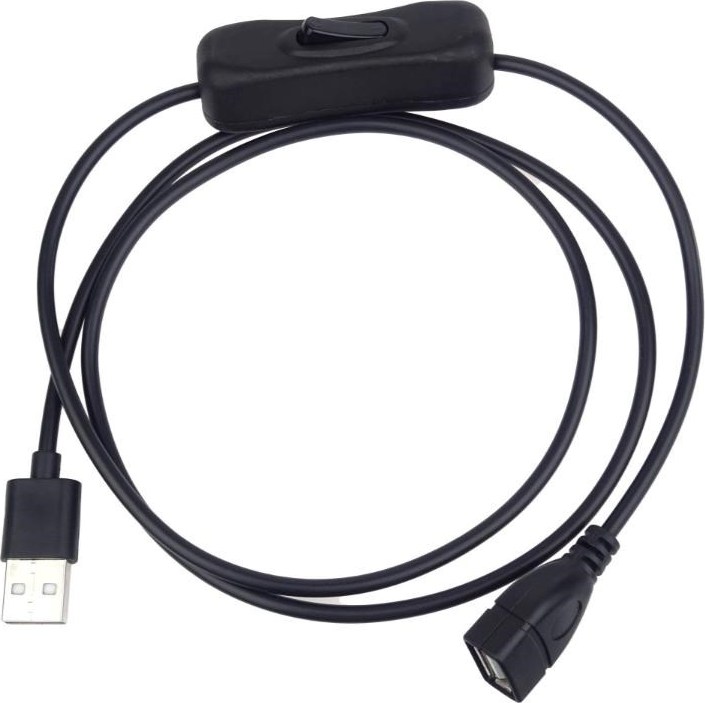 PREMIUMCORD Prodlužovací kabel USB 2.0 s vypínačem, 1m, černá