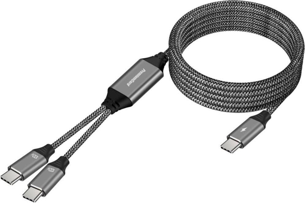 PREMIUMCORD Nabíjecí kabel USB-C, 2xUSB-C na USB-C, 100W, 1m, černá