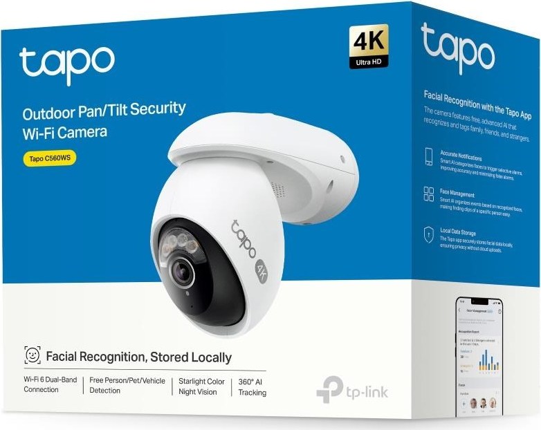 TP-Link Tapo C560WS venkovní-outdoor kamera (8MP, 4K 2160p, WiFi, IR 30m, microSD card)