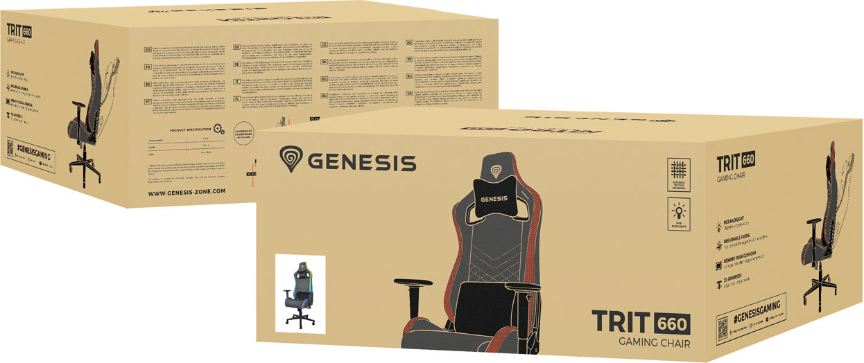 Herní křeslo Genesis TRIT 660, RGB, Šedé