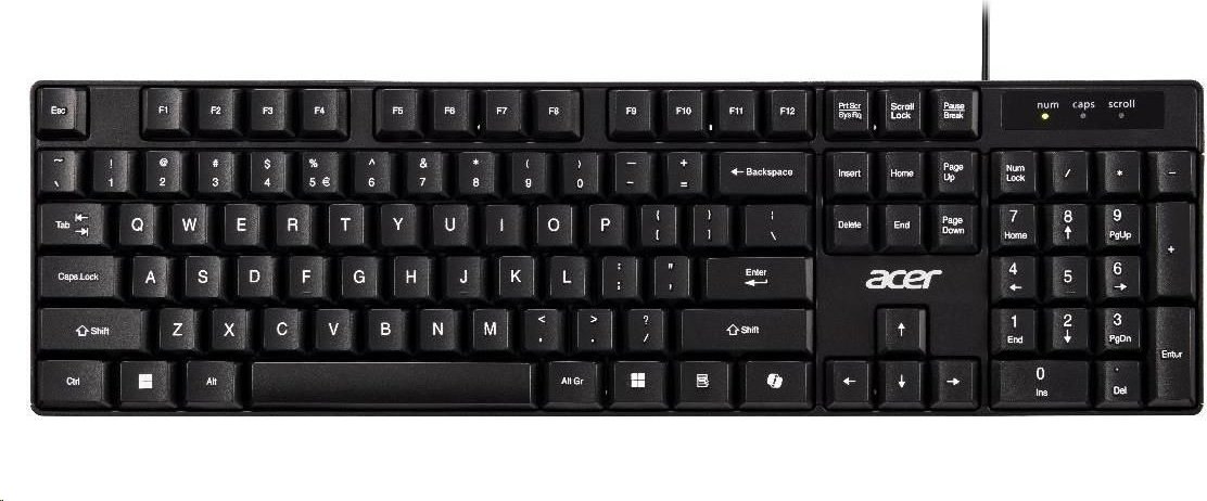 ACER drátová klávesnice AKW100,USB 2.0,5 mil. úhozů,voděodolná,Black