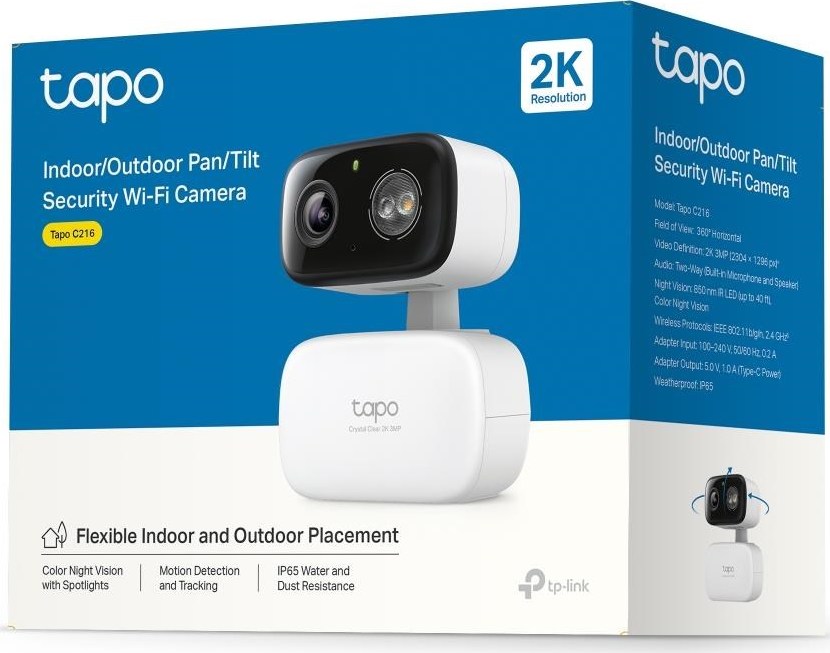 TP-Link Tapo C216 venkovní/outdoor kamera (3MP, 2K 1296p, IR 12m, WiFi, micro SD card)