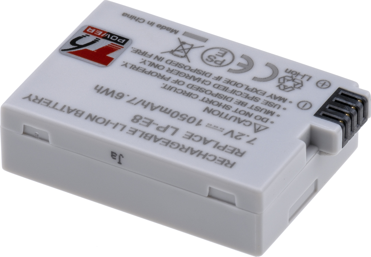Baterie T6 power Canon LP-E8, 1050mAh, 7,6Wh, šedá