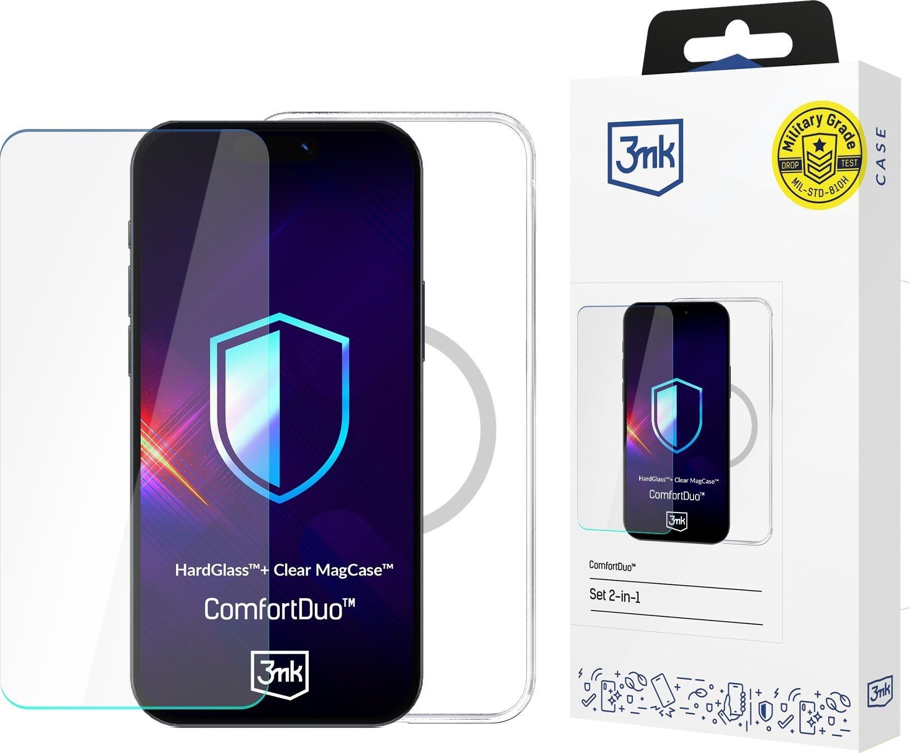 3mk kryt+tvrzené sklo ComfortDuo Clear Magcase pro Apple iPhone 16E