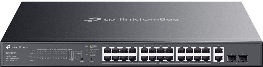 TP-Link OMADA switch ES228GMP (26xGbE,2xSFP,24xPoE+,384W)