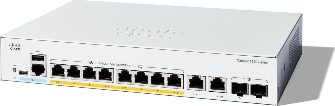 Cisco Catalyst switch C1200-8FP-2G (8xGbE,2xGbE/SFP combo,8xPoE+,120W,fanless) - REFRESH