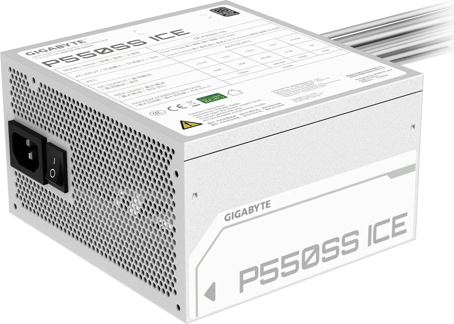 GIGABYTE zdroj P550SS ICE, 550W, 80+ Silver, 120mm, ATX 3.0, bílá