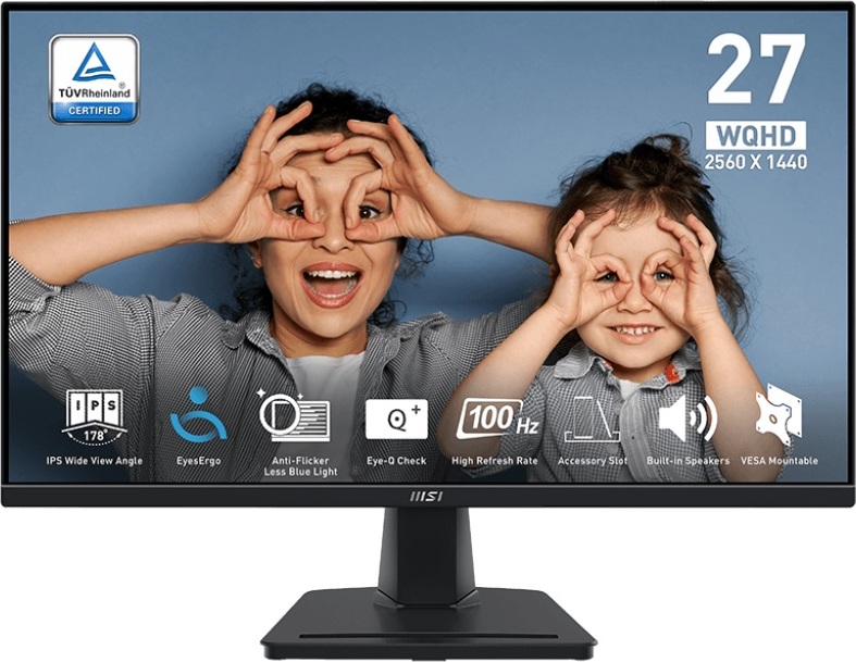 MSI LCD PRO MP275Q, 27" 2560x1440, IPS, 100Hz, 4ms, VESA 100x100mm, N/A, Black