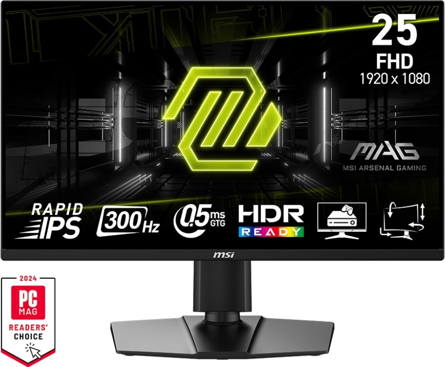 MSI LCD Gaming MAG 255PXF, 24.5", 1920 x 1080, IPS, 300Hz, 250nits, VESA 100x100, Black