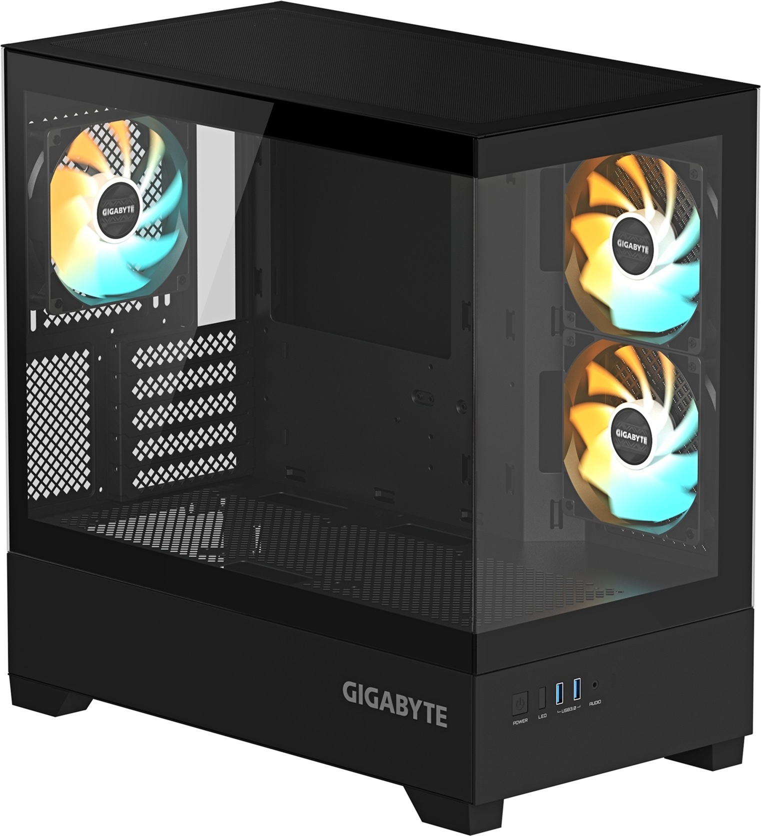 GIGABYTE case GB-C201P, Mid tower, 2xUSB 3.0, 3x 120mm ARGB Fan, černá