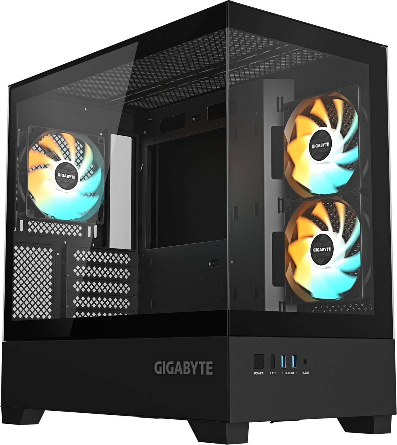GIGABYTE case GB-C201P, Mid tower, 2xUSB 3.0, 3x 120mm ARGB Fan, černá