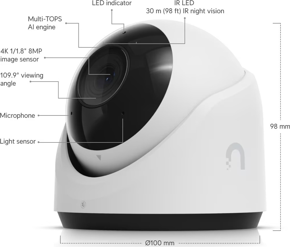 Ubiquiti UBNT UVC-G6-Turret, UniFi Video Camera G6 Turret Ultra bílá