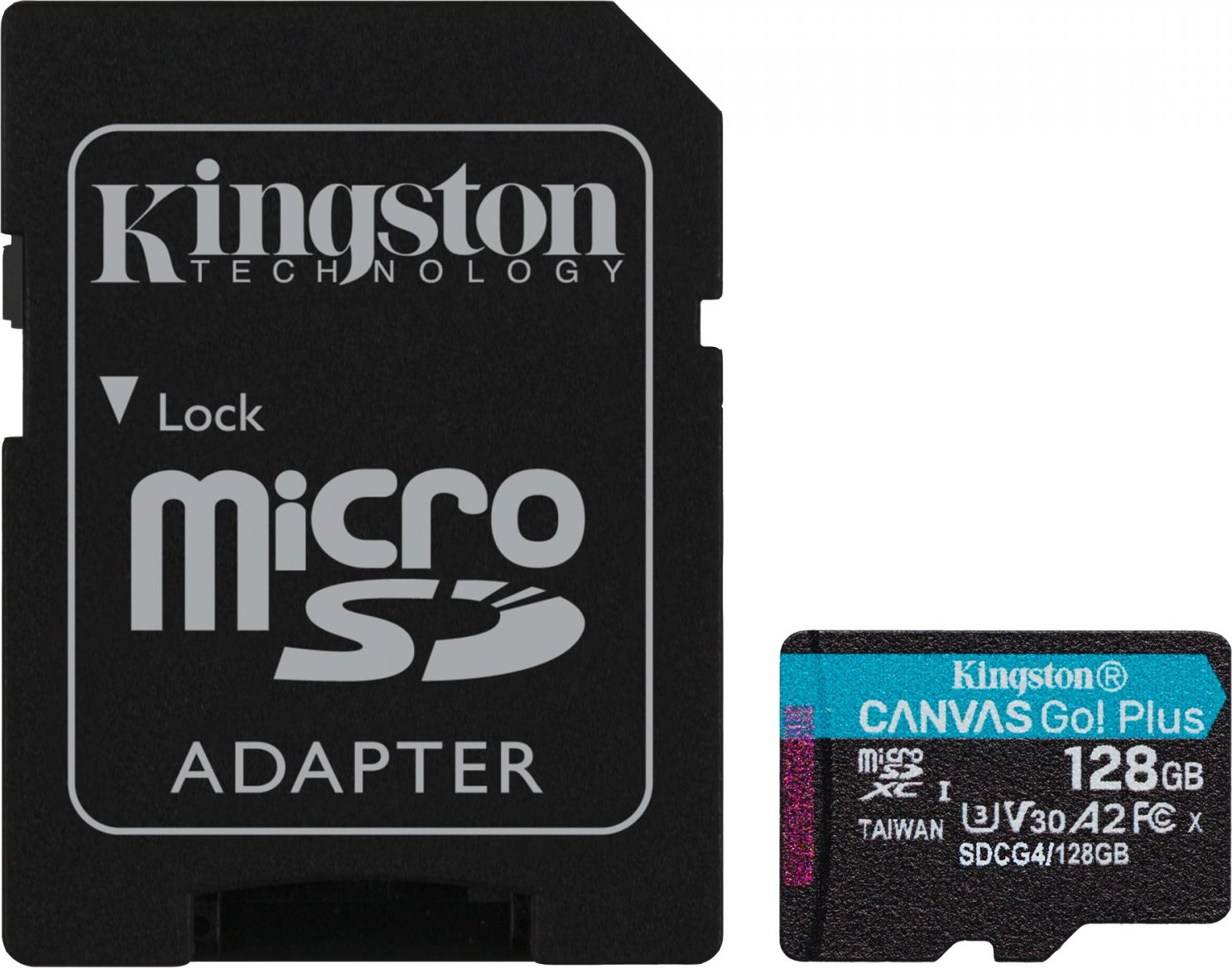 Kingston MicroSDXC karta 128GB Canvas Go! Plus, R:200/W:160MB/s, Class 10, UHS-I, U3, V30, A2 + Adaptér