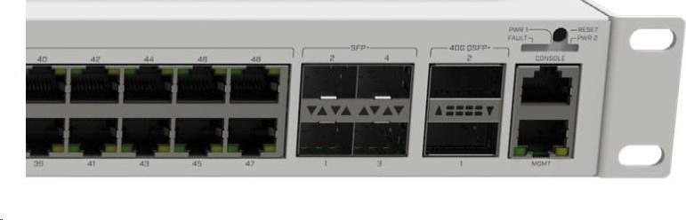 MikroTik Cloud Router Switch CRS354-48G-4S+2Q+RM, 650MHz CPU, 64MB, 1x10/100, 48xGLAN, 4xSFP+, 2xQSFP, vrátane. L5