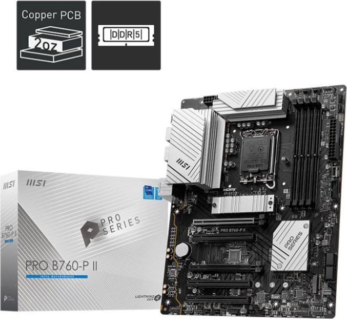 MSI MB Sc LGA1700 PRO B760-P II, Intel B760, 4xDDR5, 1xDP, 1xHDMI