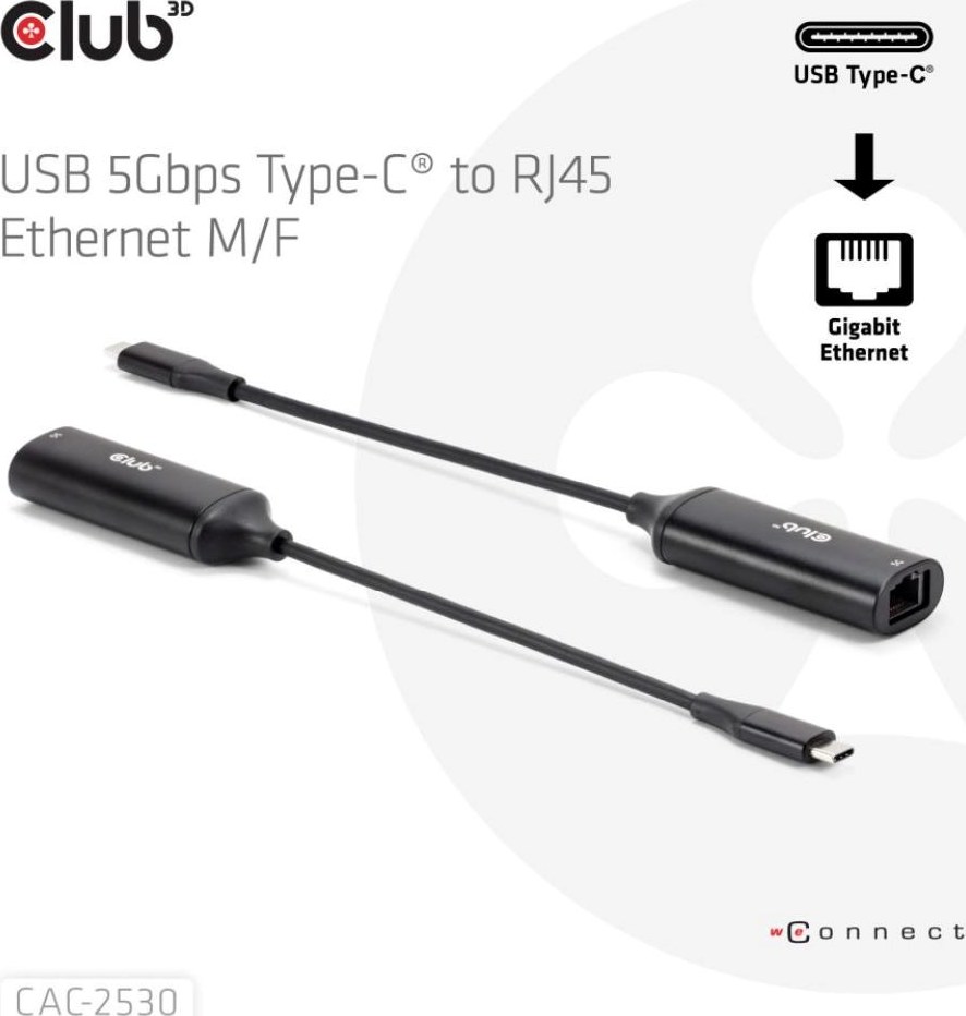 Club 3D Club3D Adaptér USB-C na RJ45, 5Gb, 24cm