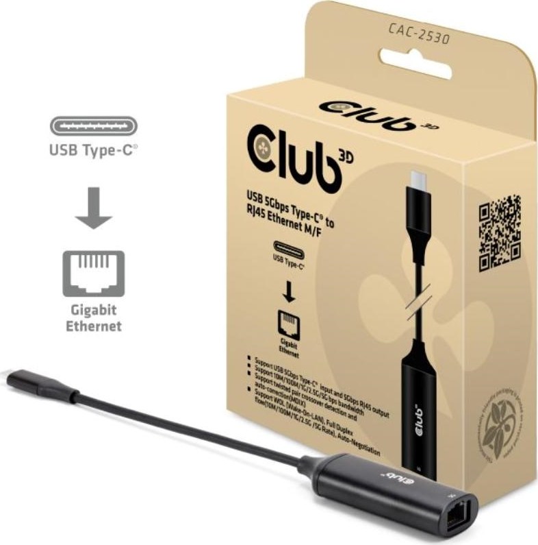 Club 3D Club3D Adaptér USB-C na RJ45, 5Gb, 24cm