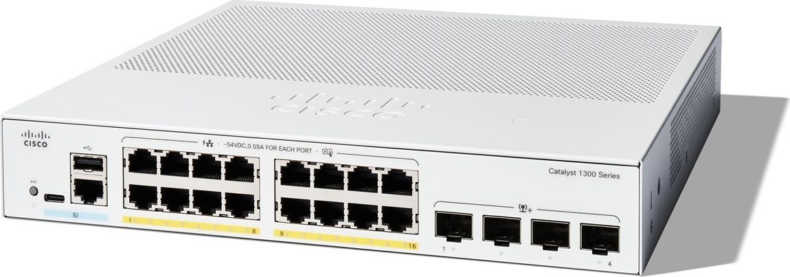 Cisco Catalyst switch C1300-16P-4X (16xGbE,4xSFP+,16xPoE+,120W,fanless) - REFRESH